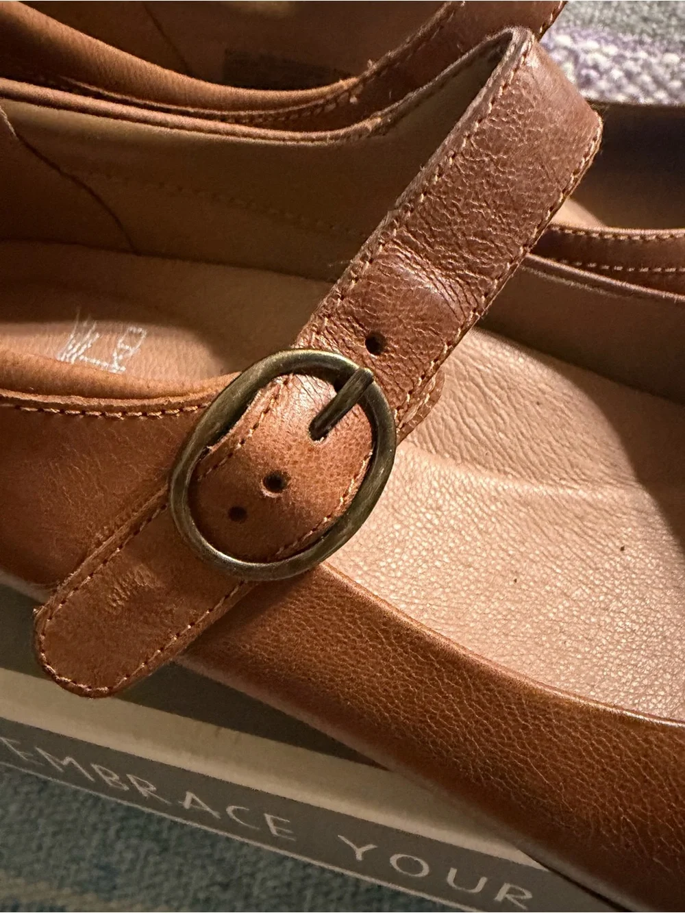 Comfortable Brown Mary Jane Flats with velcro closure